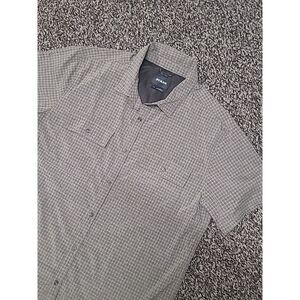 Prana Shirt Mens Large Garvan Button Up Short Sleeve Casual Preppy Gray L Vented